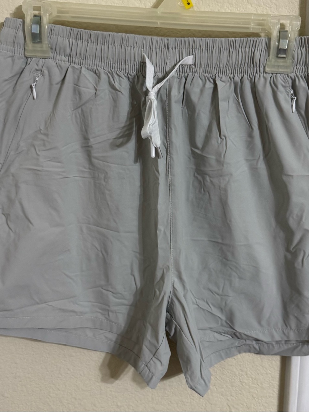 Light Gray Drawstring Athletic Shorts